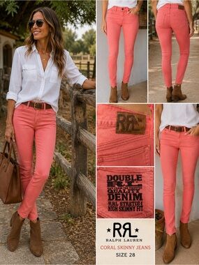 RRL Ralph Lauren Double RL Coral cropped Skinny Jeans Size 28